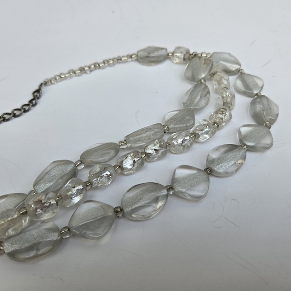 KIEN Lucite Clear Frosted Beaded Necklace - Picture 4 of 4